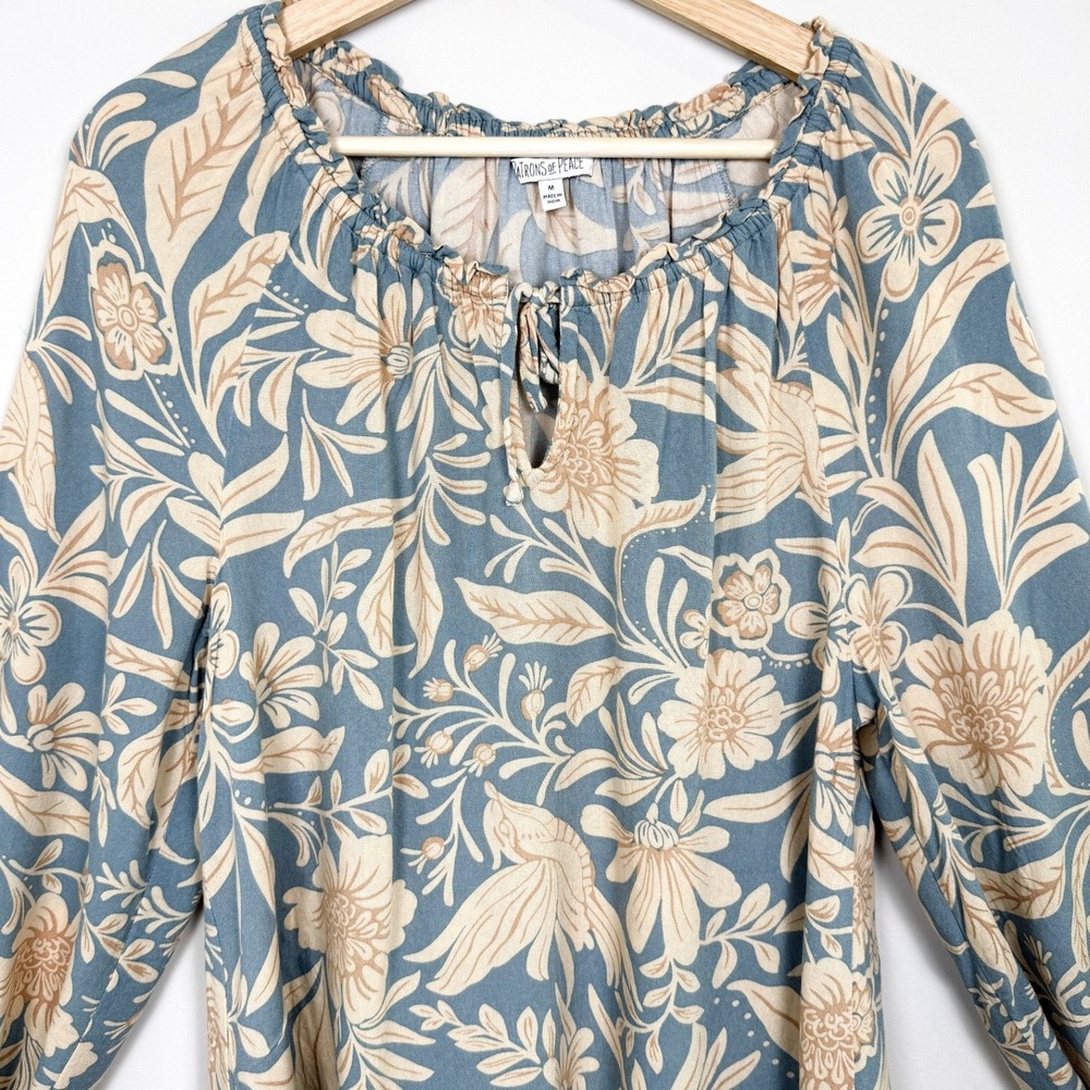 Patrons of Peace Boho Floral Blouse Long Sleeve Rayon M - Picture 2 of 10